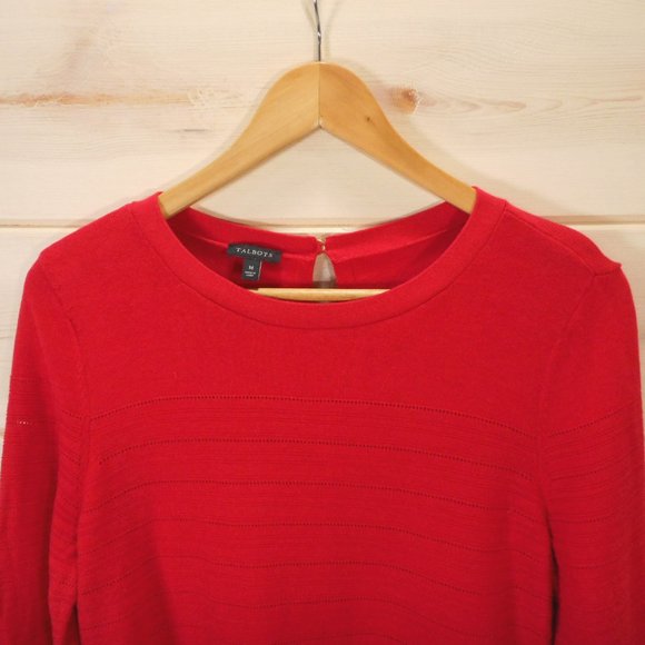 Talbots Women's size M Tunic Sweater Cherry Red Pullover Stretch Knit - Picture 2 of 6